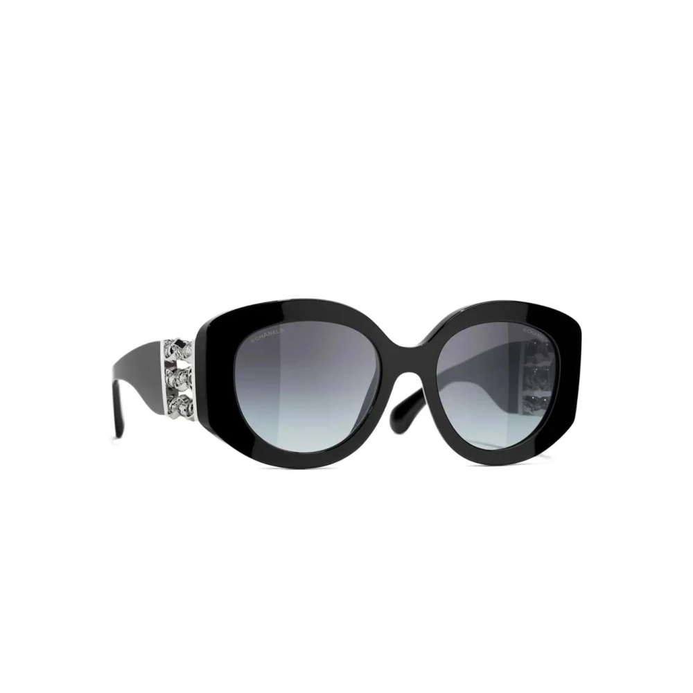 Chanel Women's Black Oval Sunglasses - Sunglasses - 54 Mm - Accessories