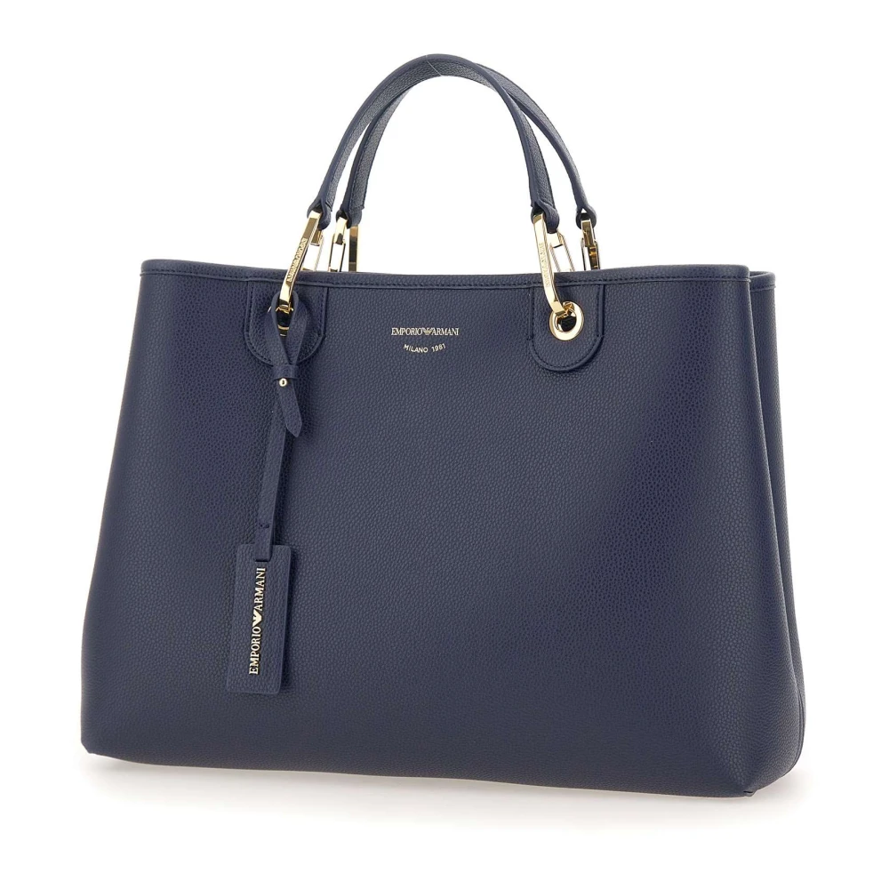 Emporio Armani Vegan Leren Handtas Blauw Hertenprint Blue Dames