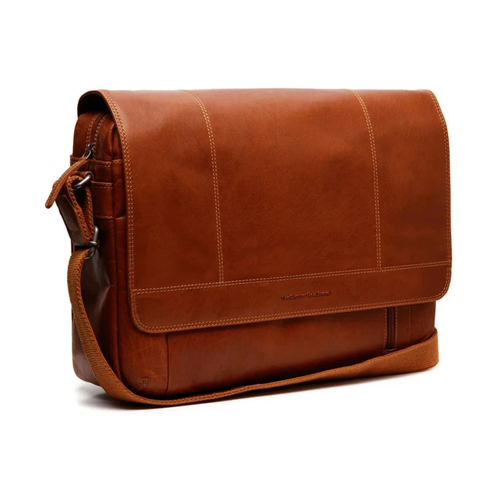 Cognac Skinn Laptop Crossbody Veske