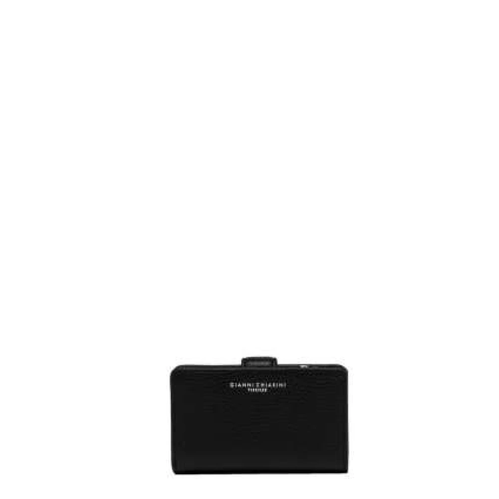 Gianni Chiarini Zwarte Gehamerde Leren Portemonnee Black Unisex