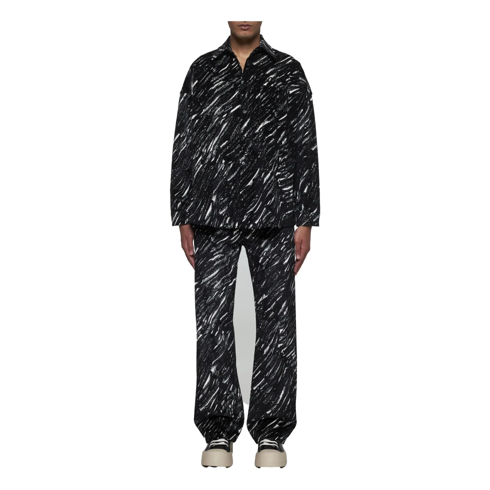 Marni Grafische Print Zwarte Denim Jeans Black Heren