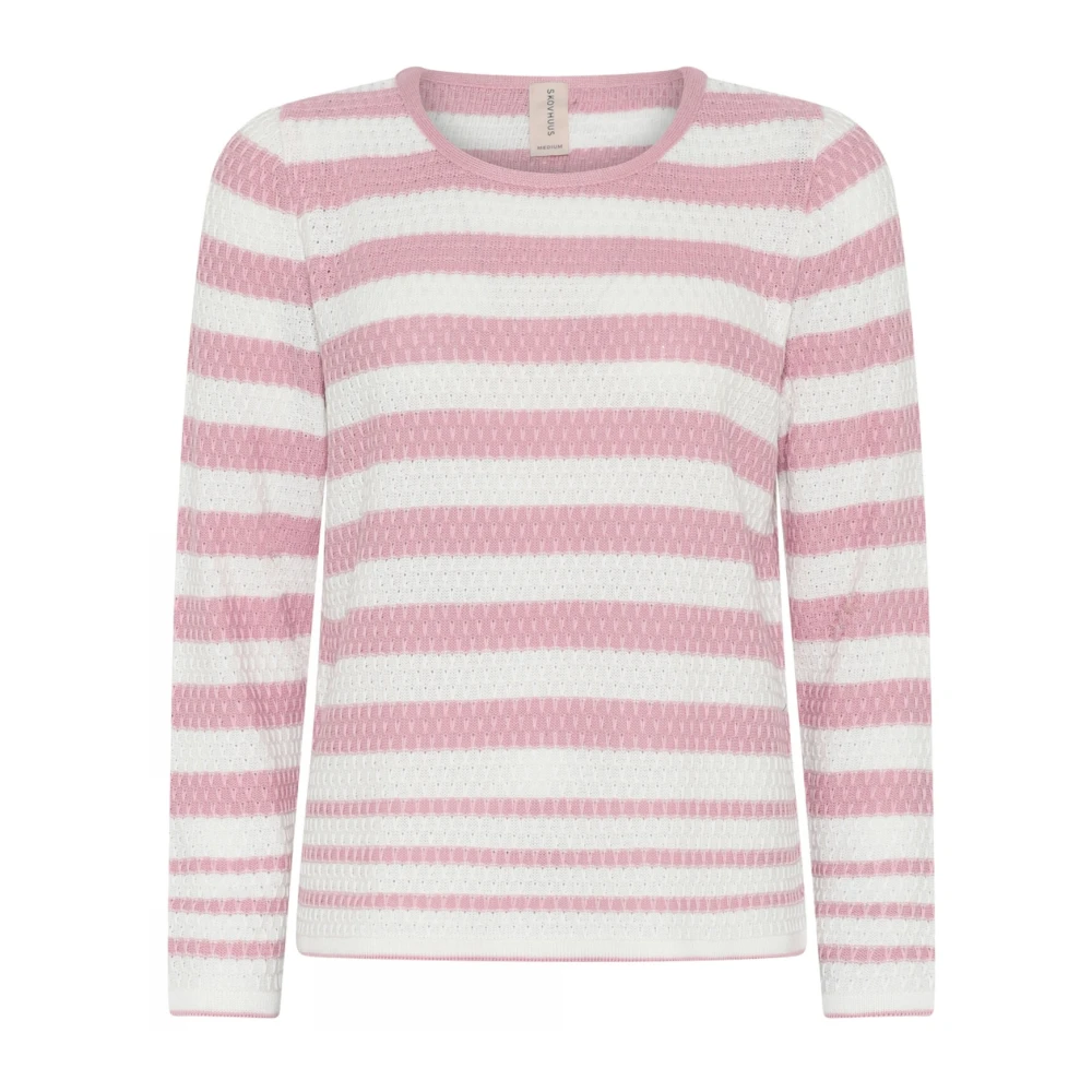 Skovhuus Sportieve Gestreepte O-Neck Pul Blouse Pink Dames