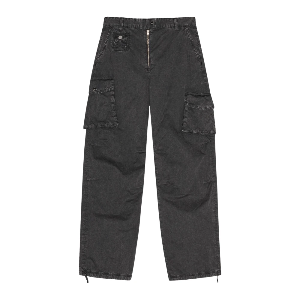 Ganni Women's Black Washed Twill Trousers