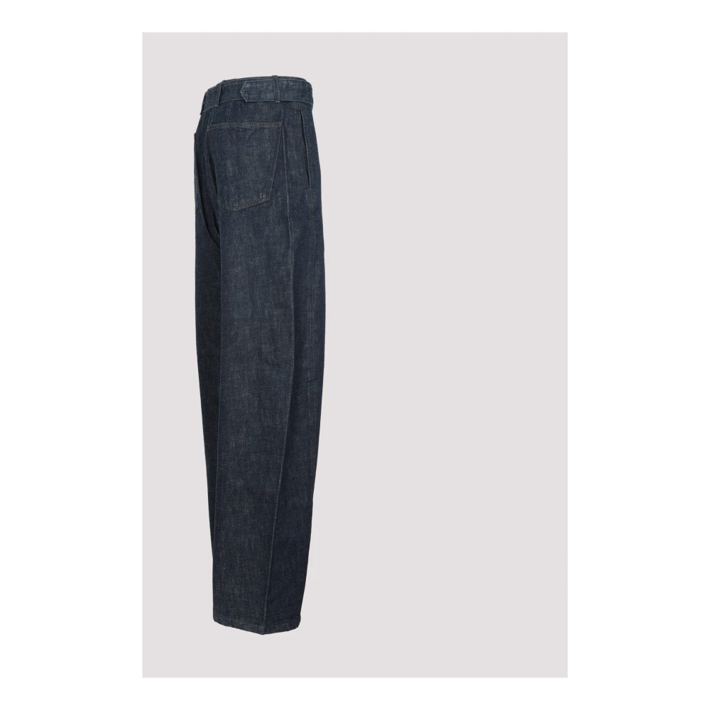 Lemaire Indigo Twisted Riem Brede Pijp Broek Blue Dames