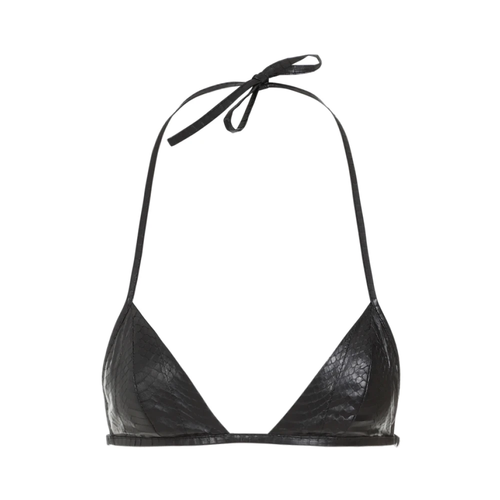 Rick Owens Svart Orm Läder Triangel Bikini Topp Black, Dam