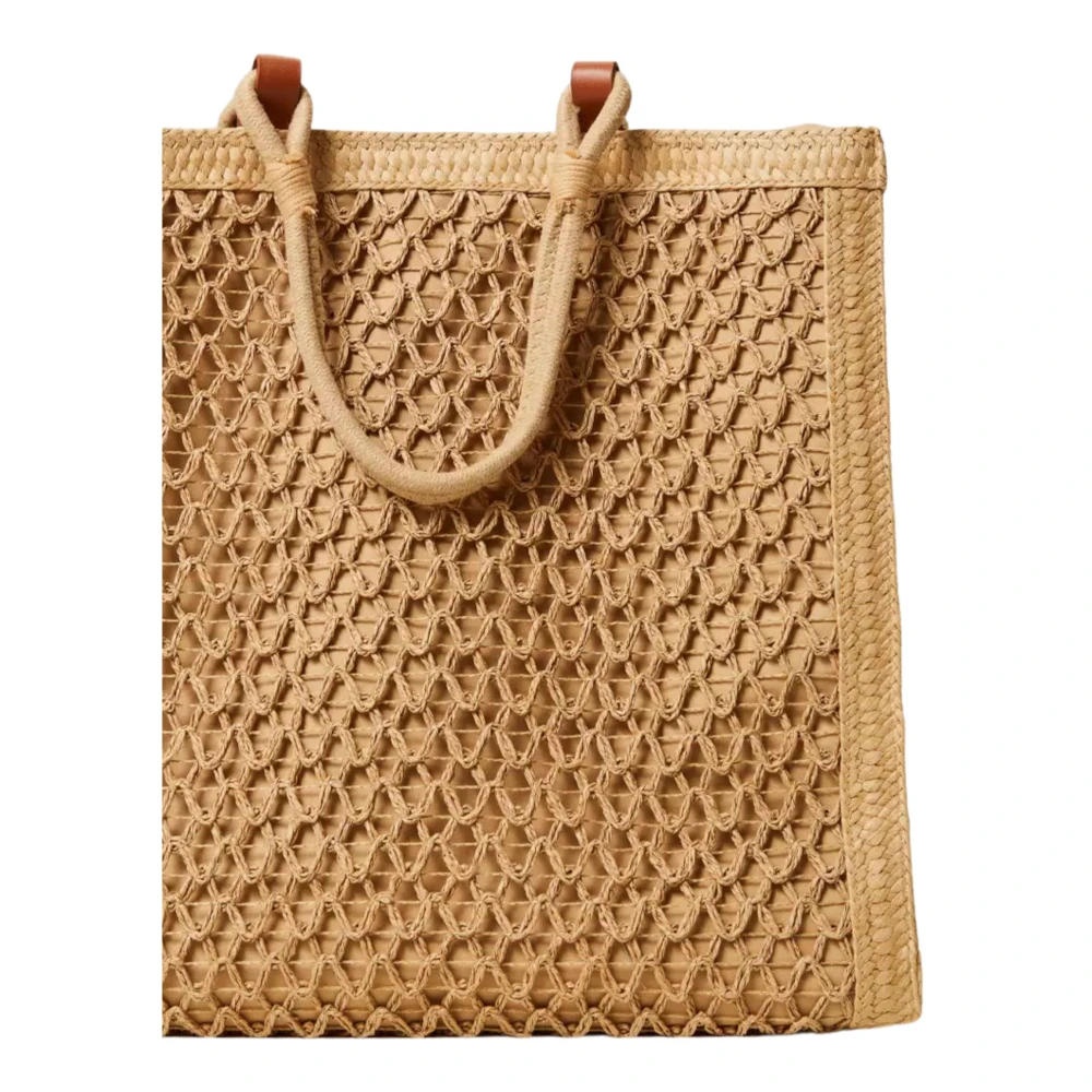 Twinset Geweven Shopper Tas met Ottoman Trim Yellow Dames