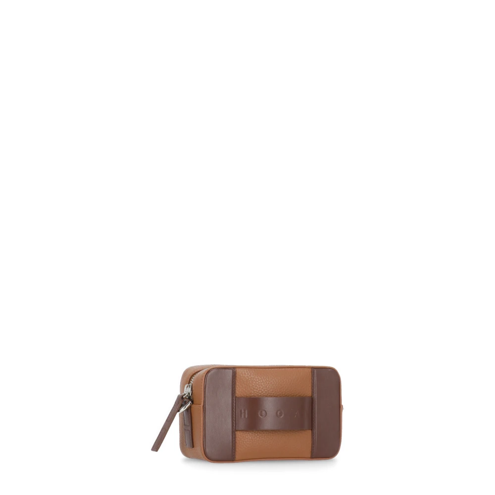 Hogan Bruine Leren Cameratas met Logo Handvat Brown Dames