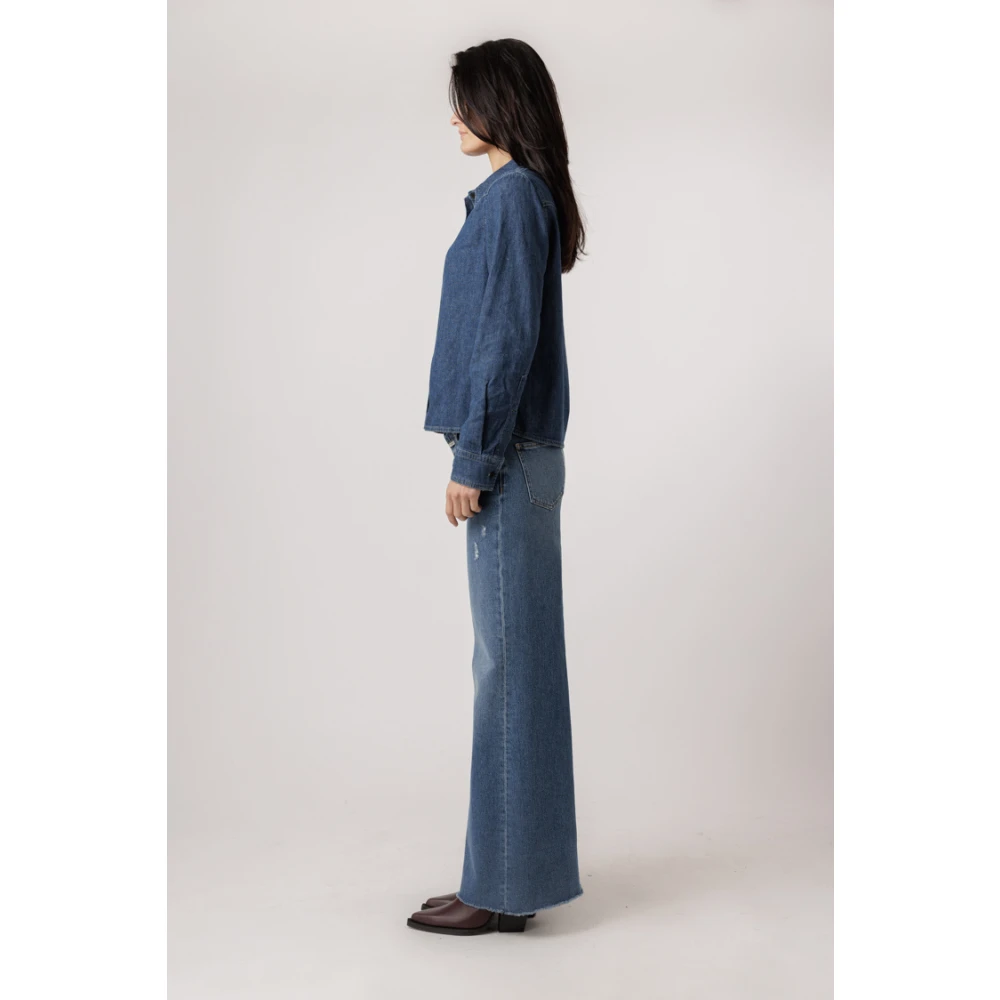 closed Denim Western Blouse Mid Blue Dames