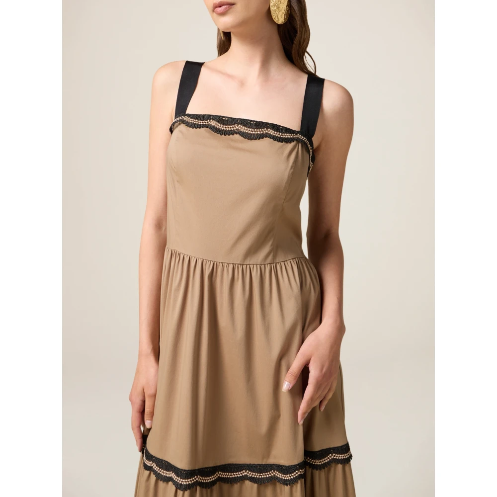 Oltre Lange Jurk met Macramé Details Green Dames