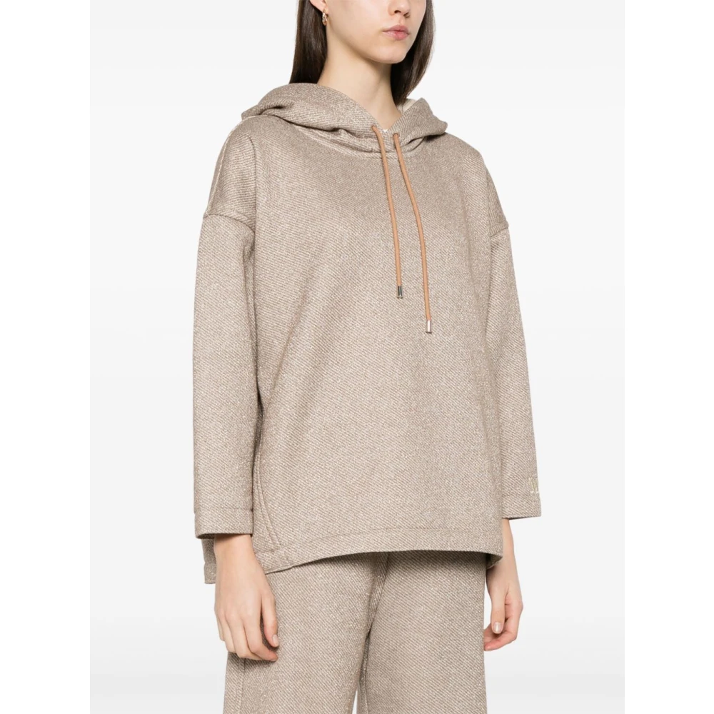 Max Mara Kameelbruine trui met capuchon en lurex-details Brown Dames
