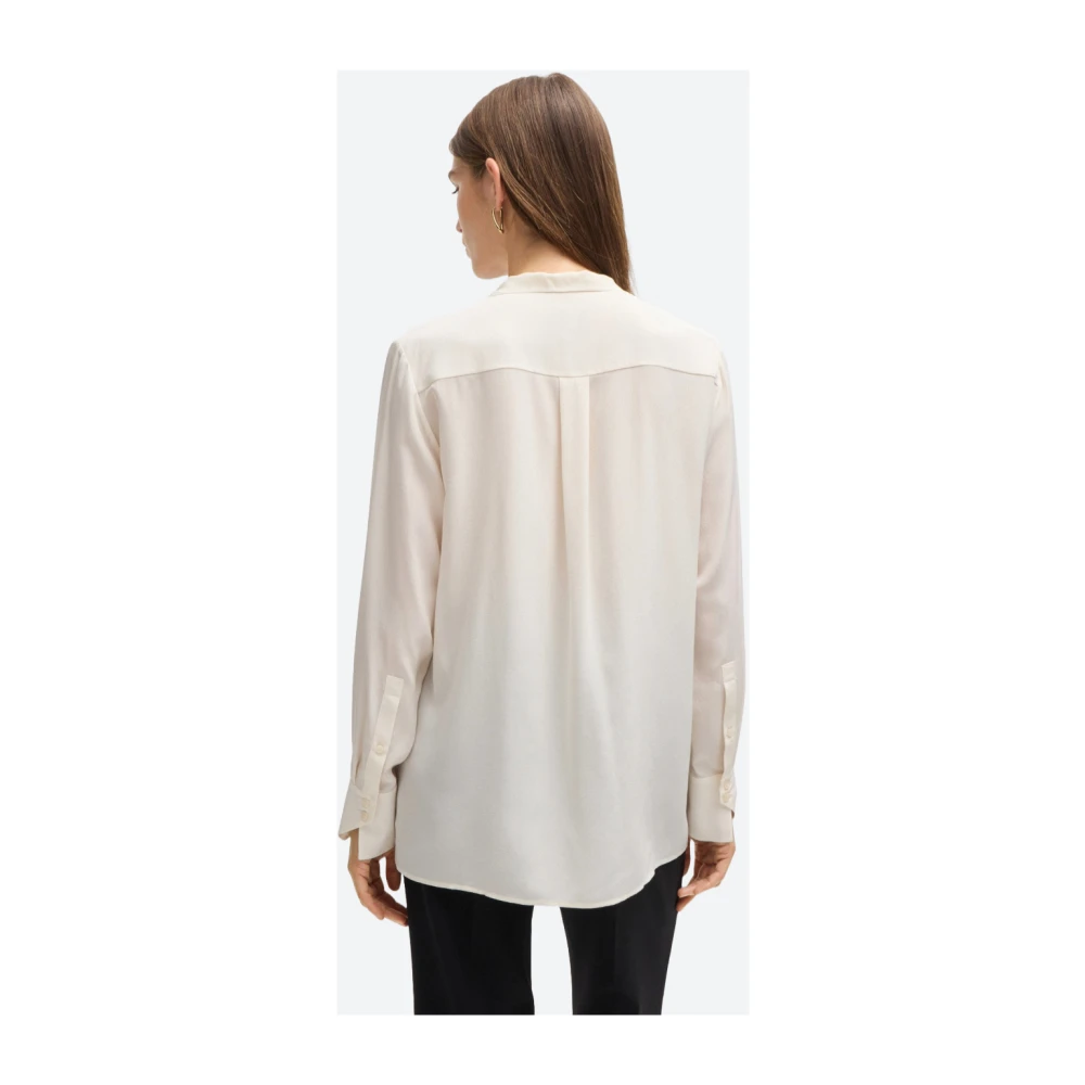 Hugo Boss Zijden blouse met strikkraag White Dames