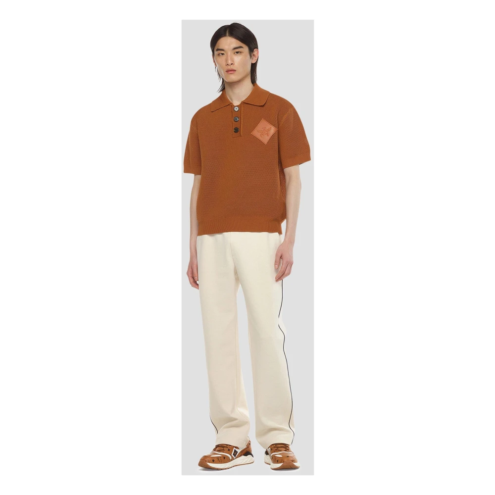 MCM Gebreide polo met logopatch Brown Heren