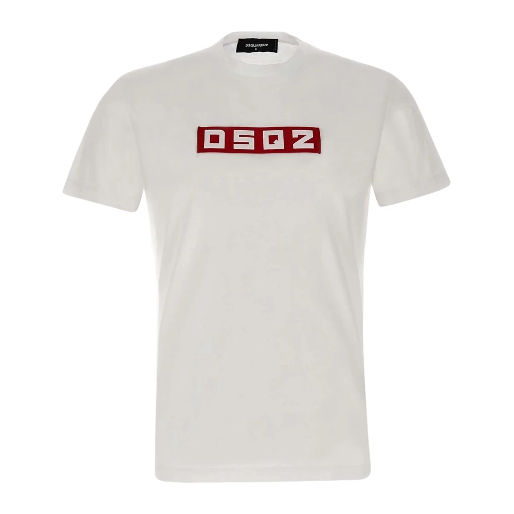 Dsquared2 Appliqué Logo T-Shirt Wit Katoenen Jersey White Heren