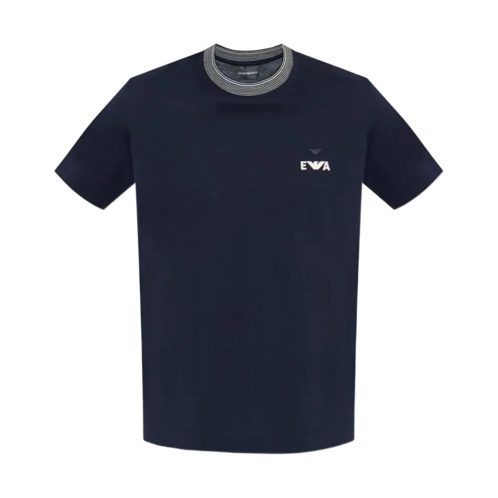 Emporio Armani Men's Blue T-Shirts, 2XL, Asv Piqué T-Shirt With Super-Embossed Ea Embroidery