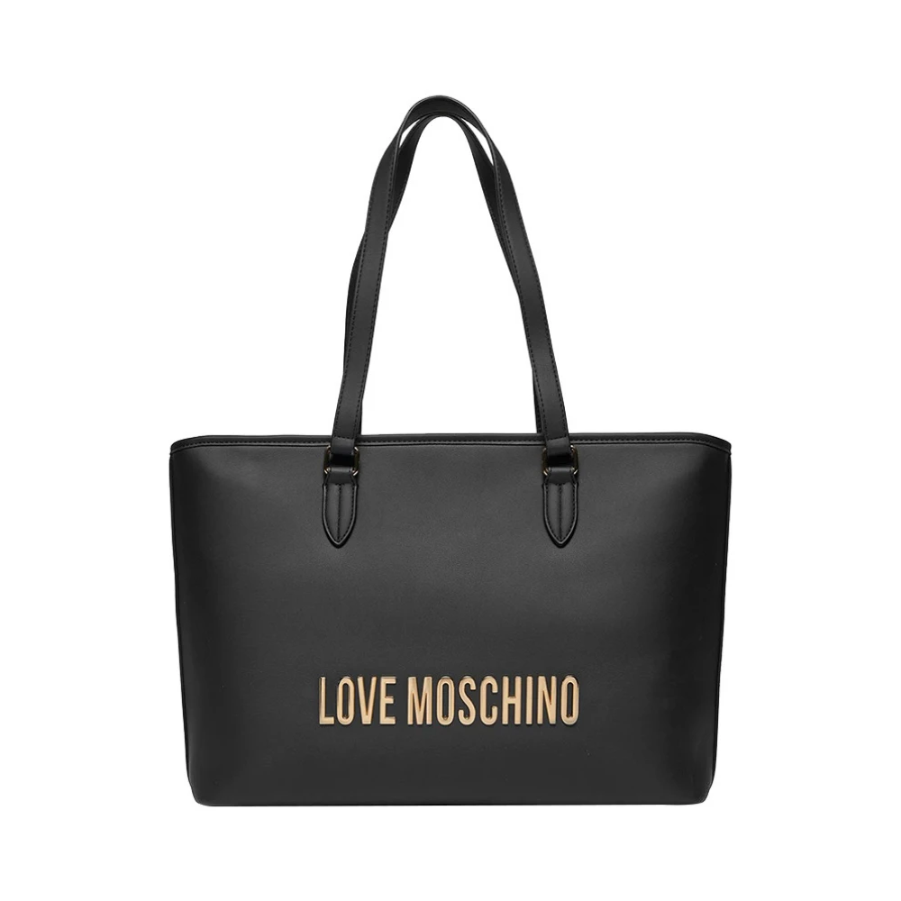 Love Moschino Zwarte Eco-Vriendelijke Shopper Tas met Logo Belettering Black Dames