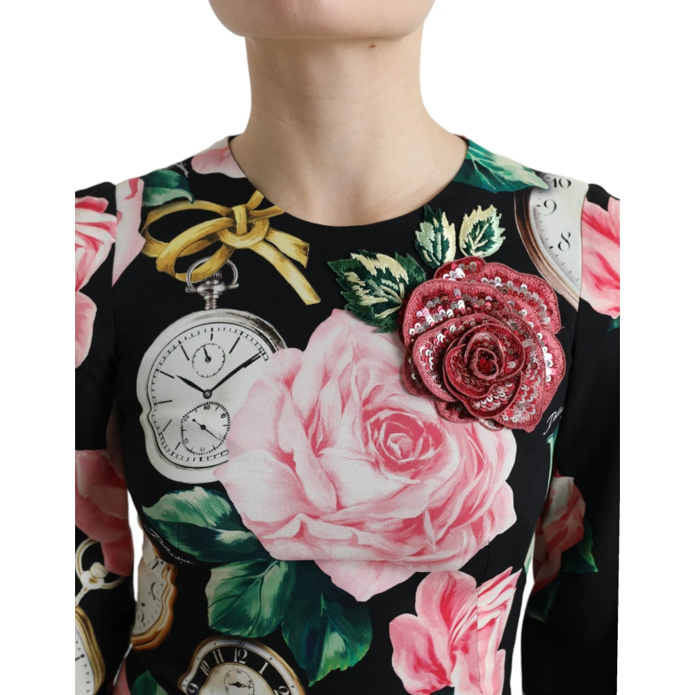 Dolce & Gabbana Bloemig A-Lijn Jurk met Pailletten Detail Multicolor Dames