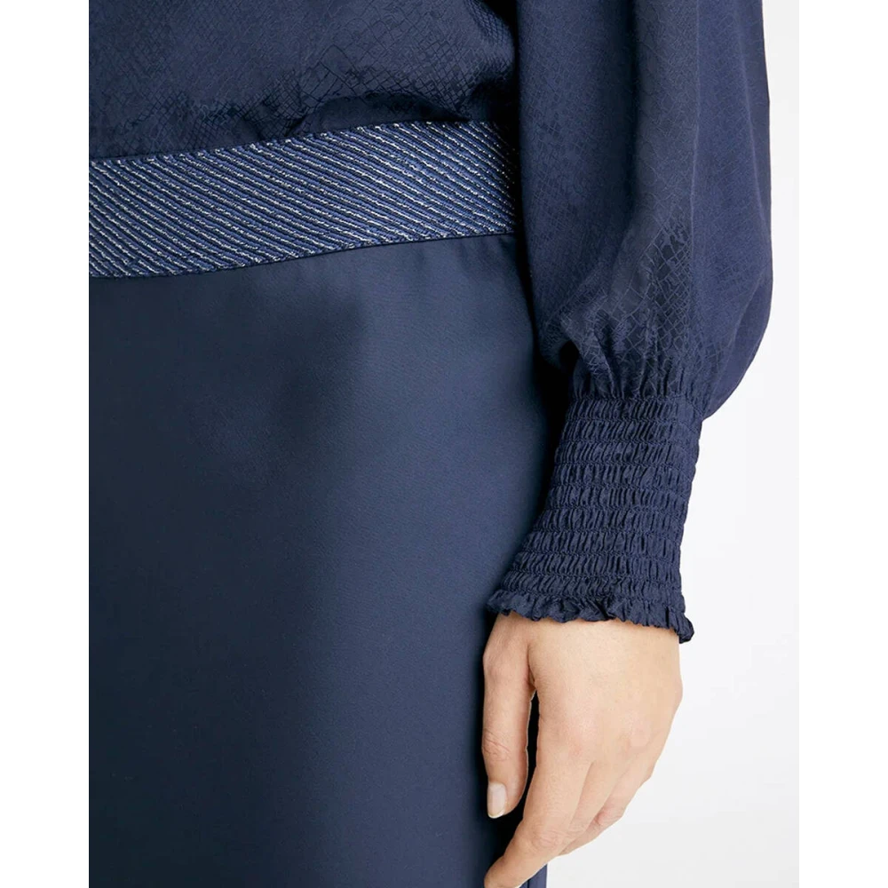 Gustav Bias Cut Lange Rok Blue Dames