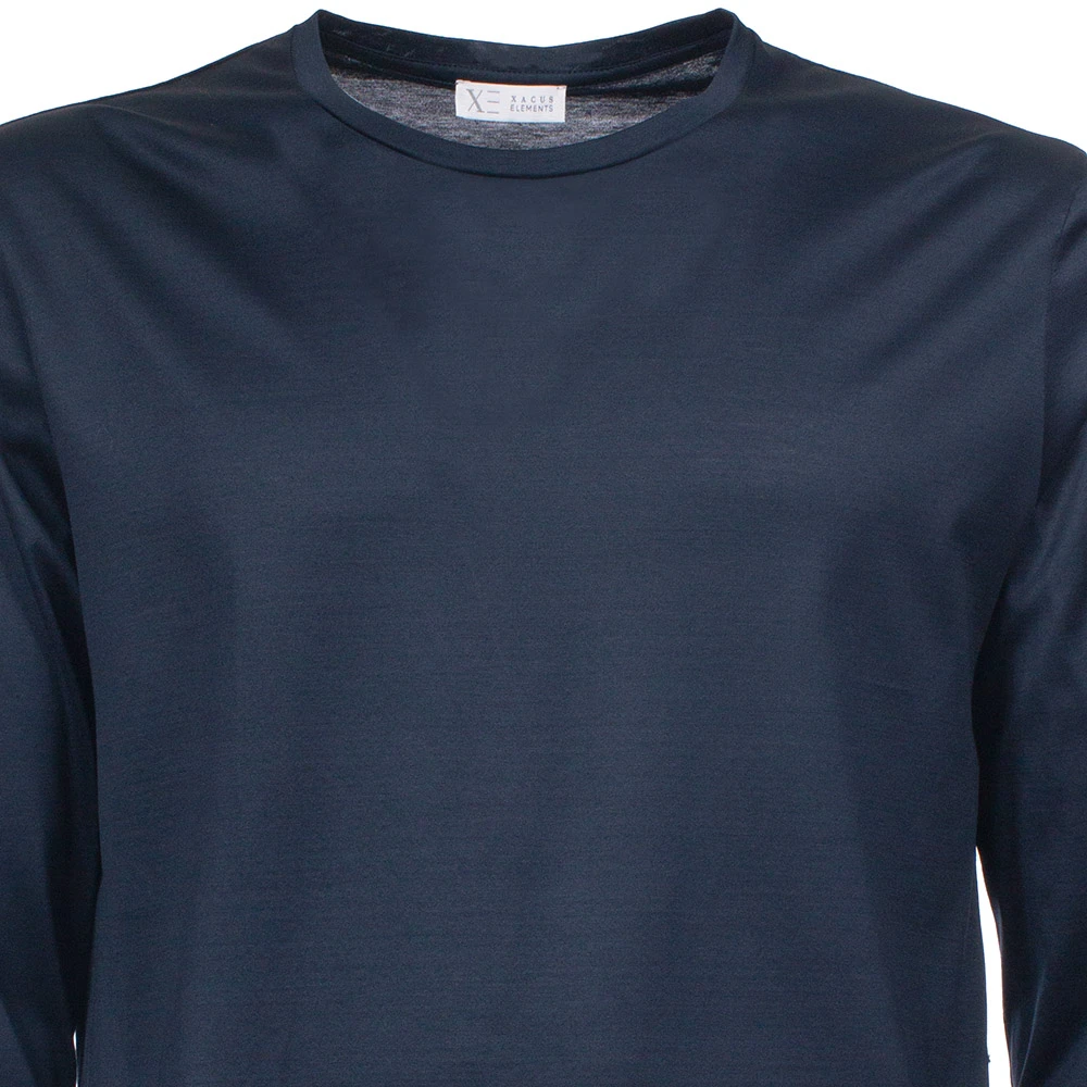 Xacus Lange mouw katoenen jersey T-shirt Blue Heren