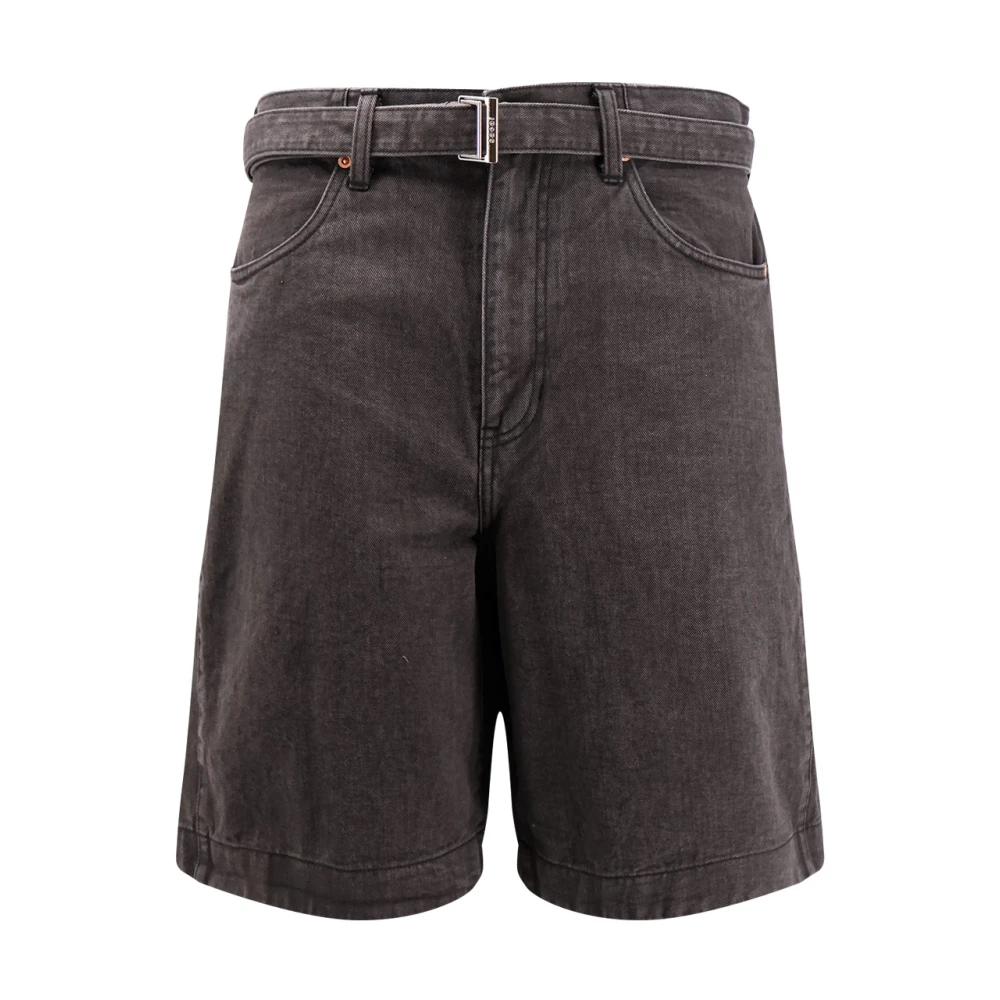 Sacai Svarta Denim Bermuda Shorts med Bälte Gray, Herr