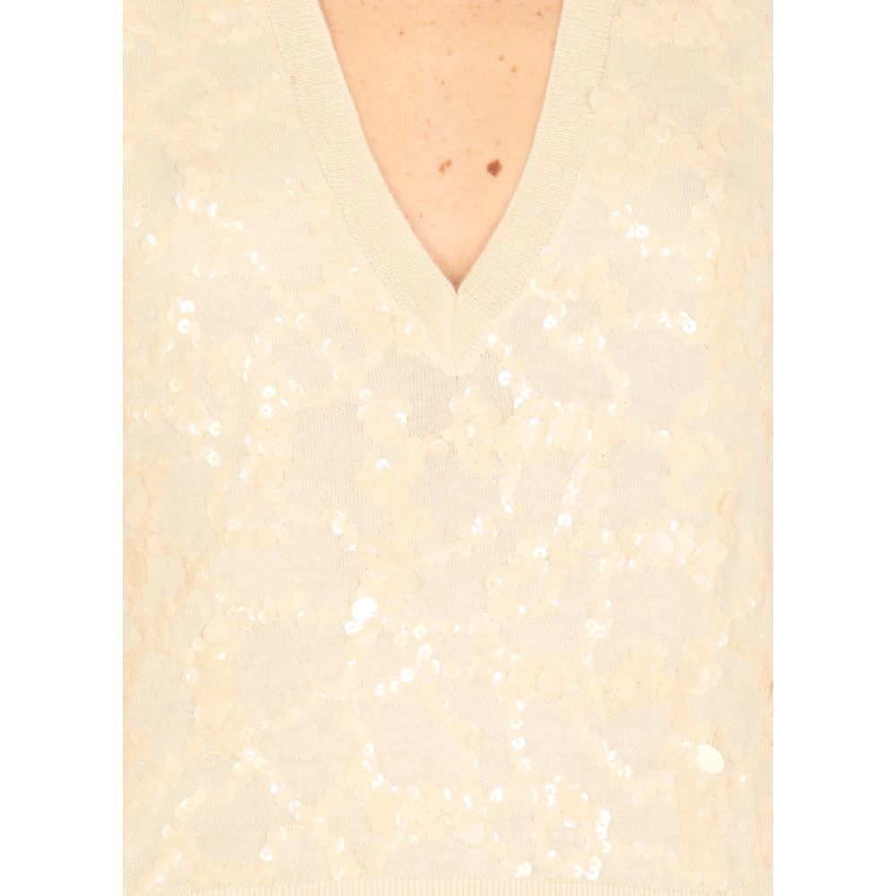Fabiana Filippi Paillet Cashmere Blend Sweater Beige Dames