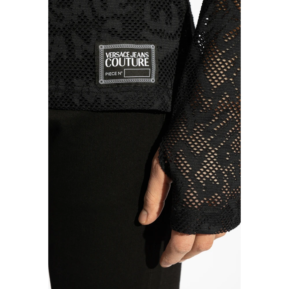Versace Jeans Couture Kantachtige longsleeve t-shirt Black Heren