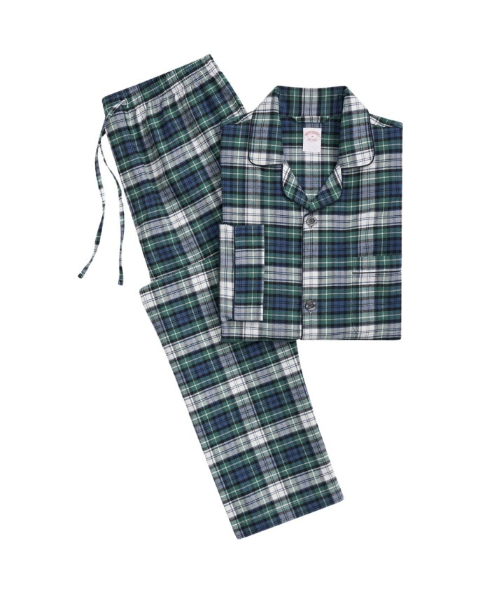 pyjama-en-flanelle-de-coton-vert-a-carreaux