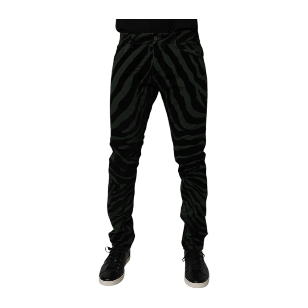 Dolce & Gabbana Men's Black Slim Fit Jeans, M, Stripes Skinny Denim Jeans With Logo