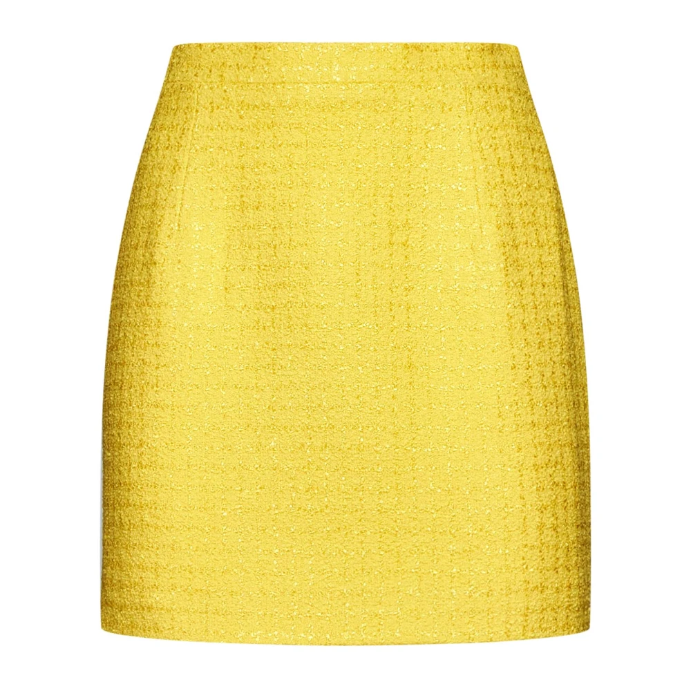 Alessandra Rich Gele Tweed Check A-Lijn Rok Yellow Dames