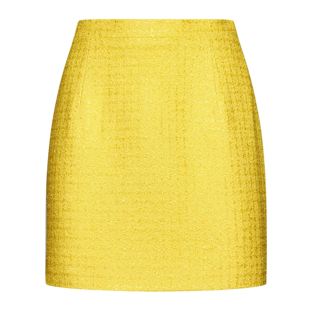 Alessandra Rich Gul Tweed Check A-Linje Kjol Yellow, Dam