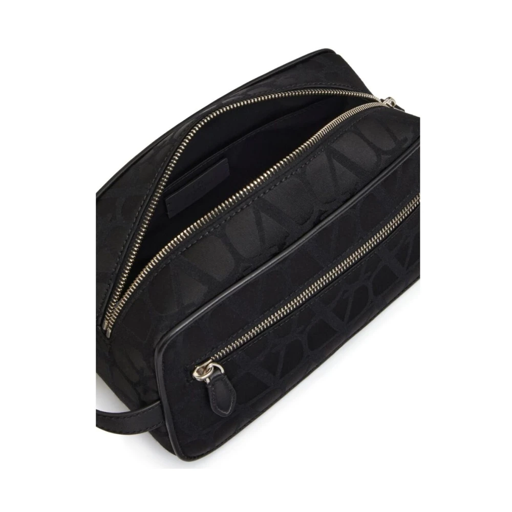 Valentino Garavani Zwarte Nylon Iconographe Toilettas Black Heren