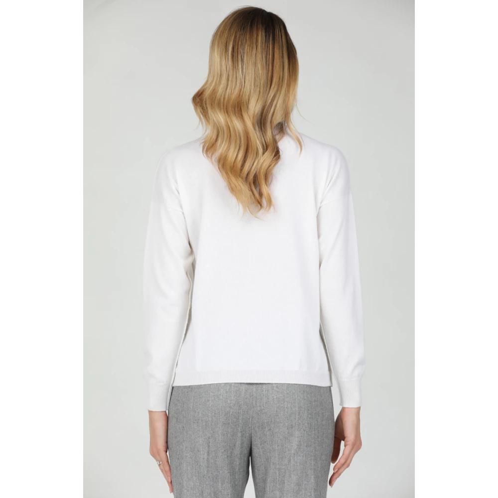 Gran Sasso Trui met Contrasterende Rand Beige Dames