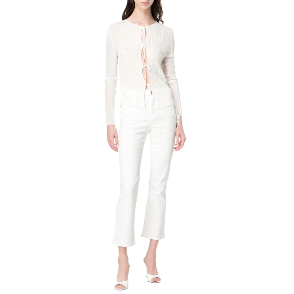 pinko Bootcut Cropped Trousers in Wit White Dames