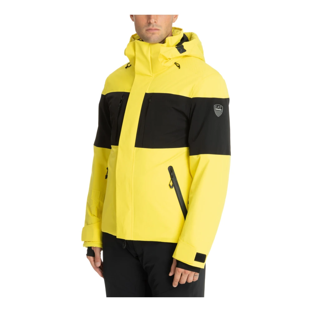 Emporio Armani EA7 Multikleur Ski Jas met Logo Details Yellow Heren