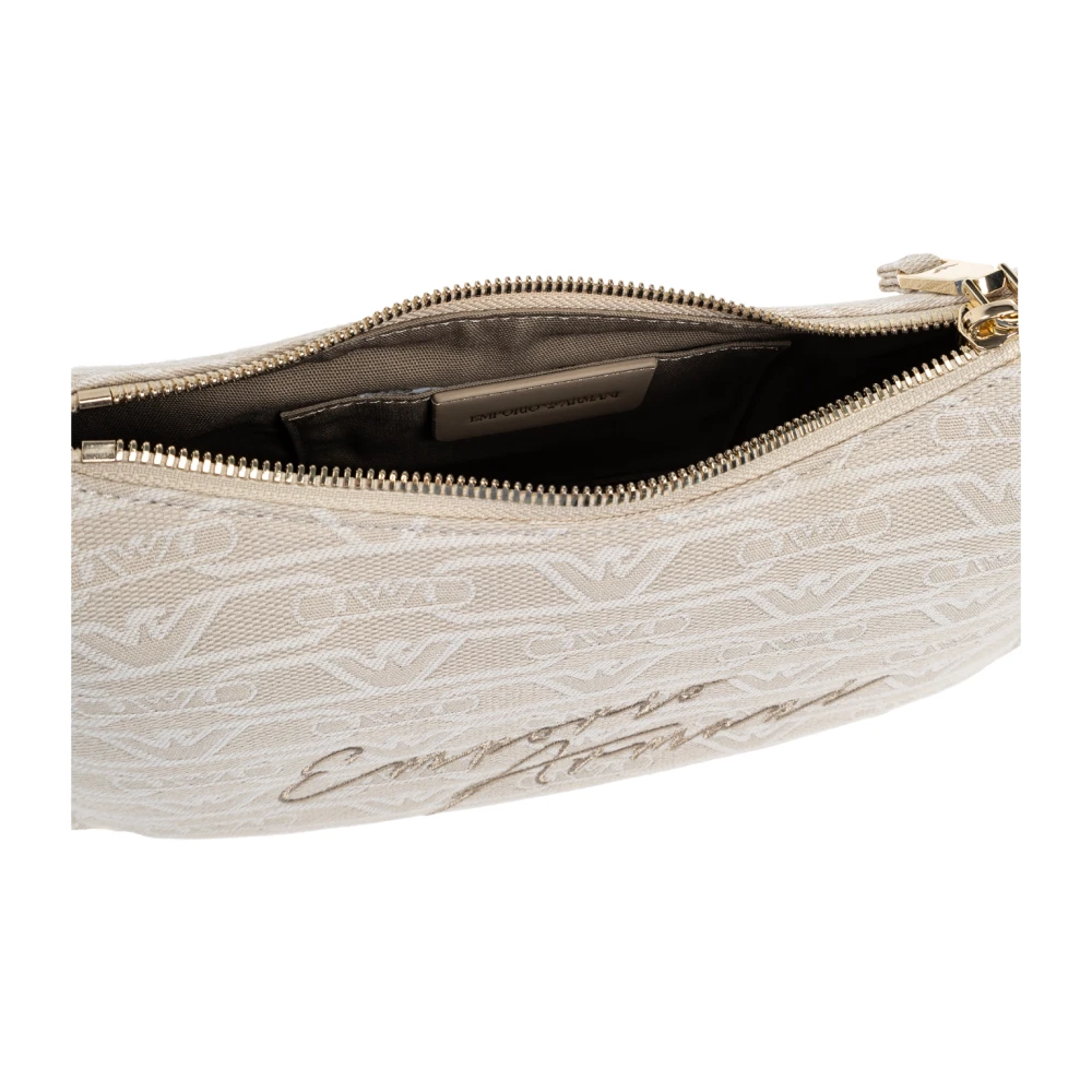 Emporio Armani Schoudertas met geborduurd logo Beige Dames