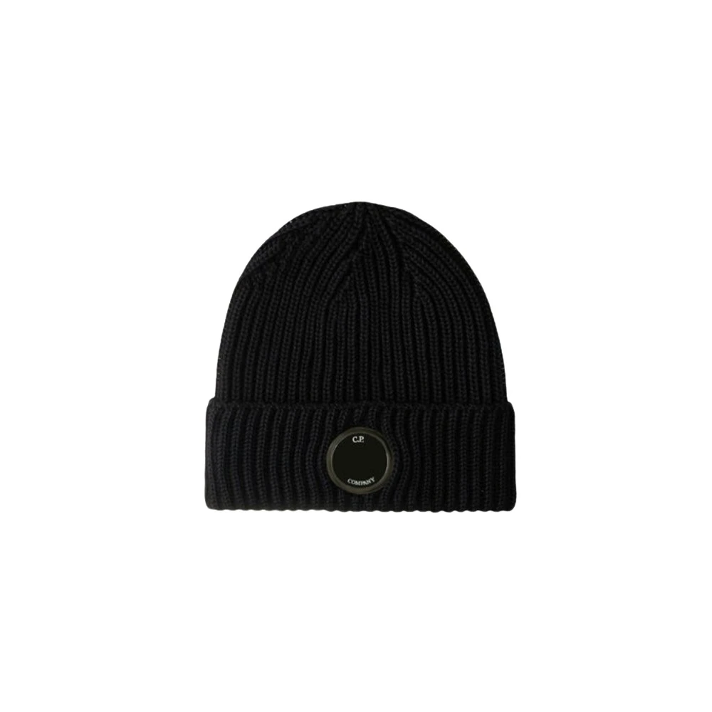 C.p. Company Unisex Black Merino Wool Knit Cap - Accessories - One Size - Accessories