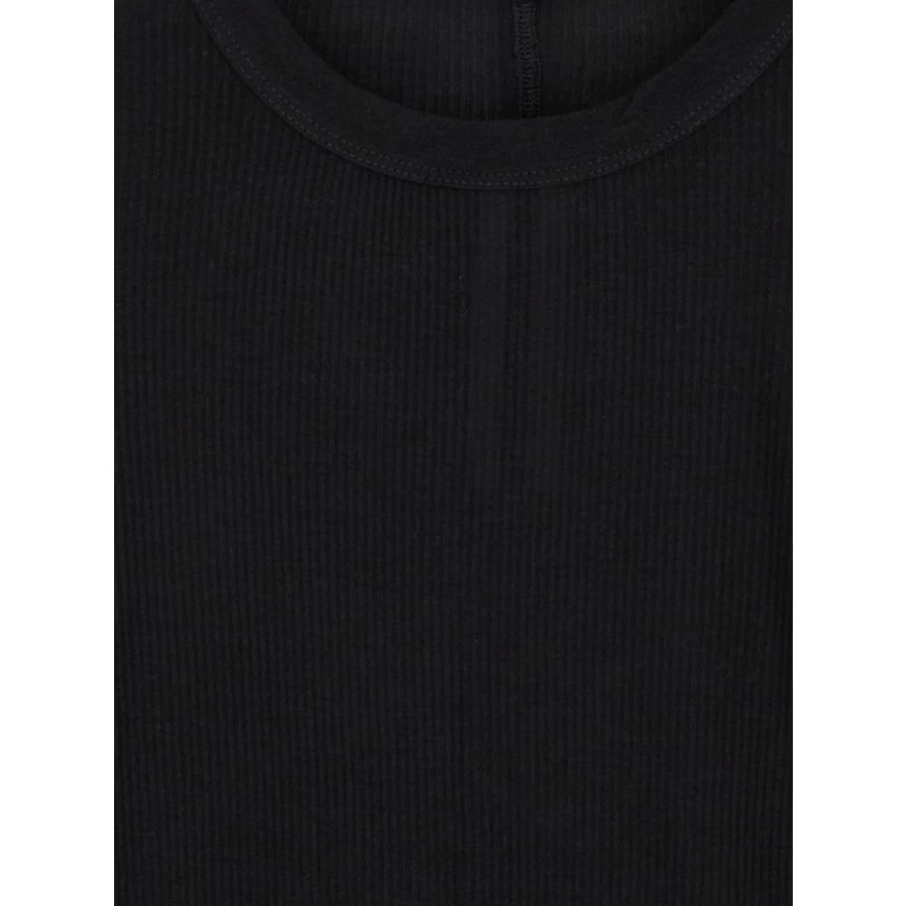 Rick Owens Rib Lange Mouw Katoenen T-Shirt Black Dames