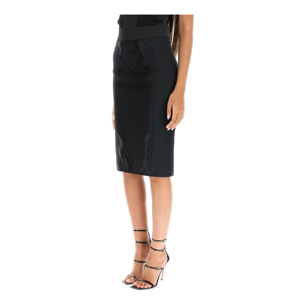 Dolce & Gabbana Corset-geïnspireerde satijnen midi-rok Black Dames