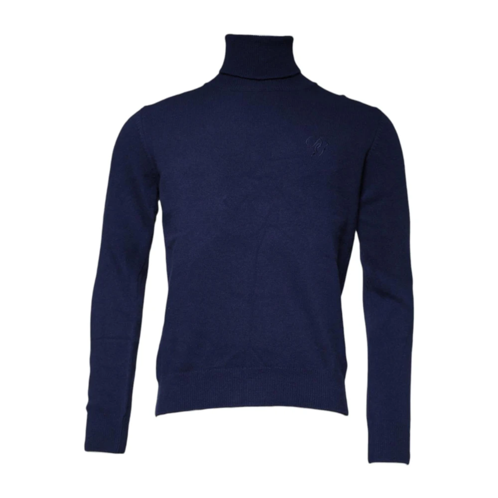 Dolce & Gabbana Men's Blue Wool Knit Turtleneck Sweater