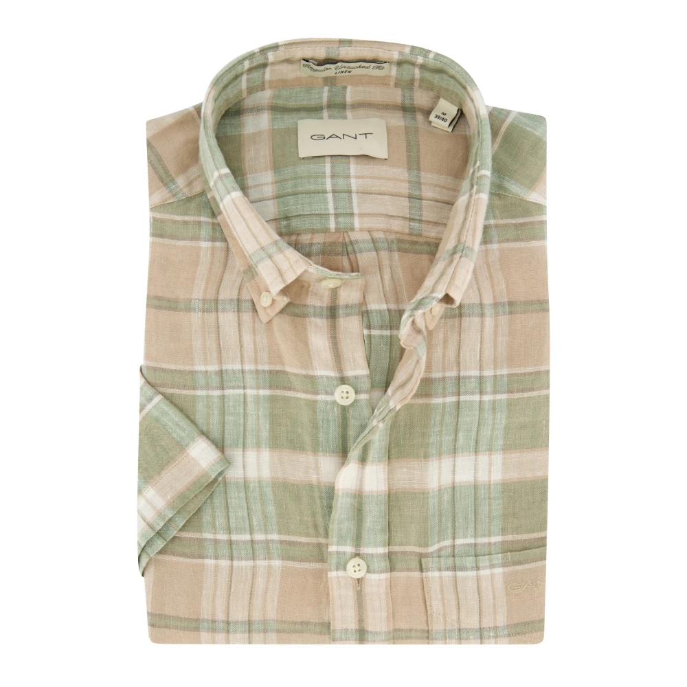 Gant Casual korte mouw beige overhemd Multicolor Heren