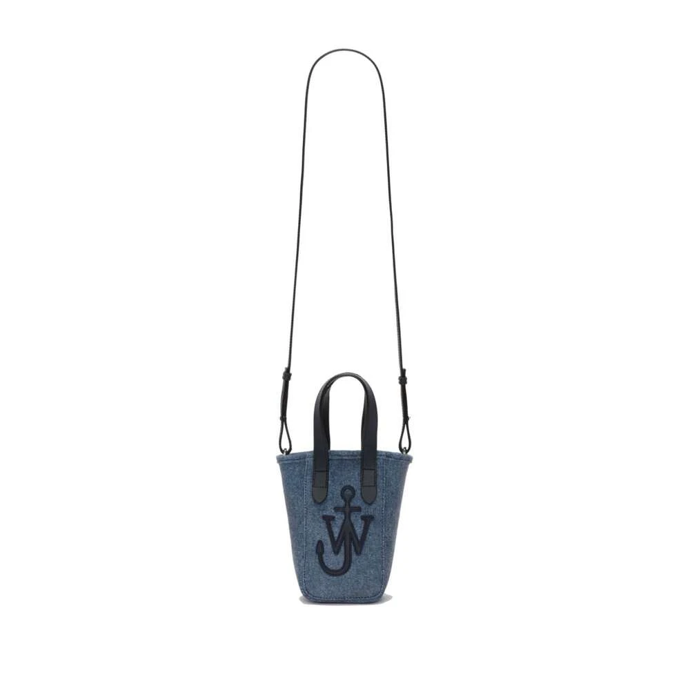 JW Anderson Indigo Velvet Anchor Logo Tas Blue Dames