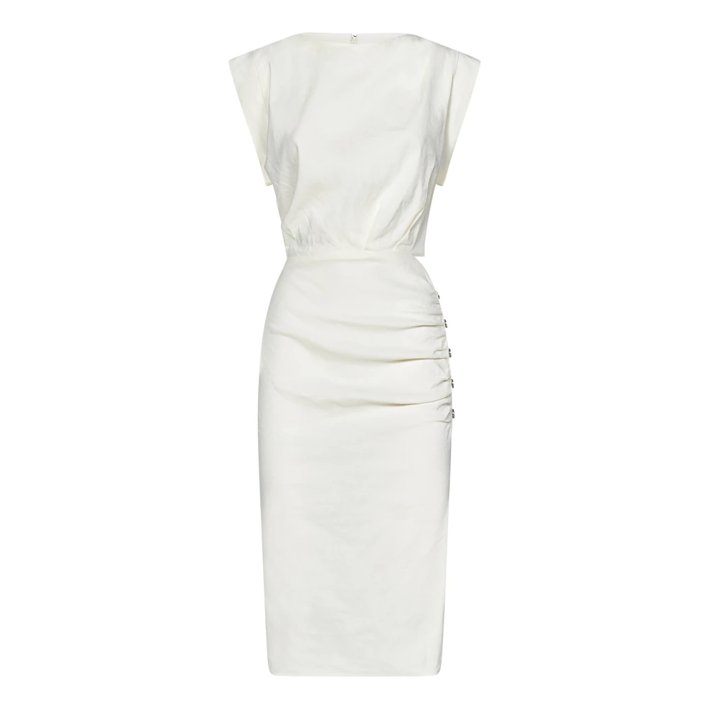 Pinko Women's White Midi Dresses, L, Longuette Dress With Side Cut-Out