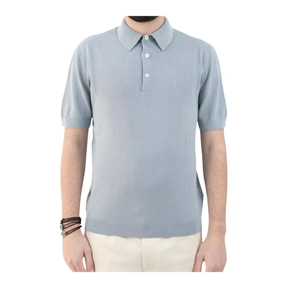 Circolo 1901 Men's Blue Polo Shirts, Xl, Textured Knitted Polo Shirt