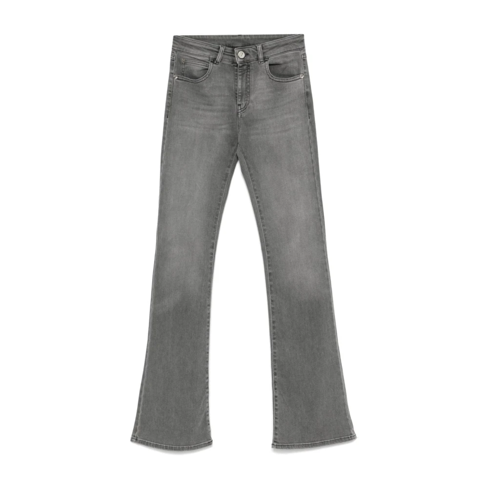 Emporio Armani Grijze Gewassen Denim Flared Jeans Gray Dames