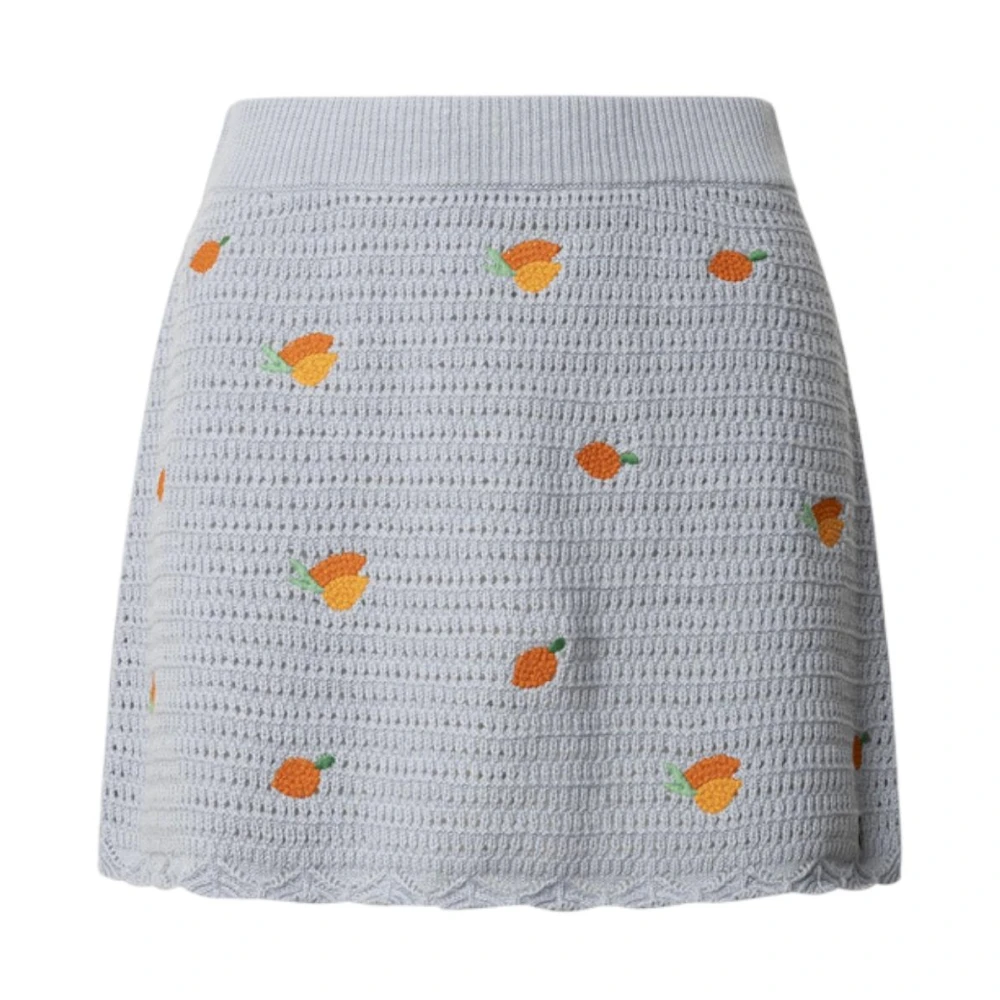 Pepe Jeans Women's Multicolor Short Skirts, S, Dazed Blue Fruit Print Skirt