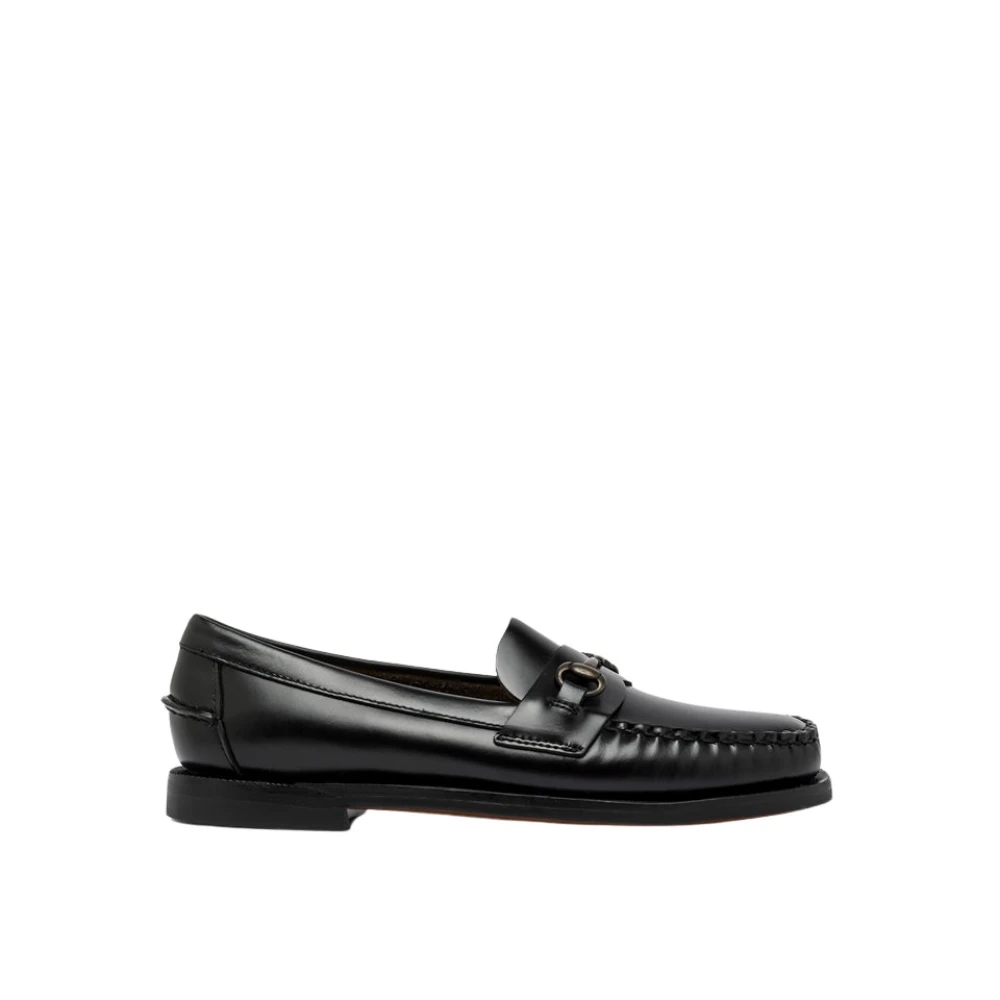 Sebago Women's Black Loafers, 6 1/2 Uk, Retro Leather Loafers