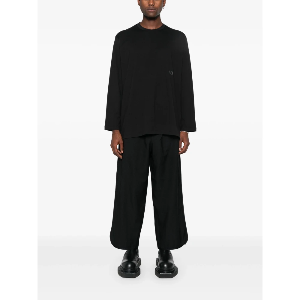 Y-3 Zwart Katoenen Logo Tee met Zijgleuven Black Heren