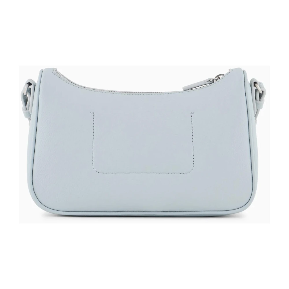 Emporio Armani Logo Serigrafato Schoudertas Rits Sluiting Blue Dames