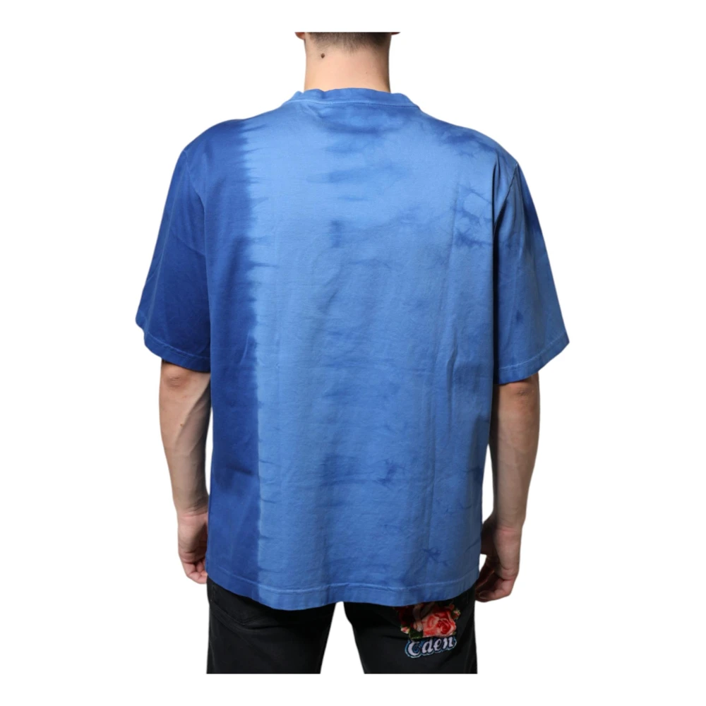 Dolce & Gabbana Tie-Dye Peace Sign Crewneck T-shirt Blue Heren