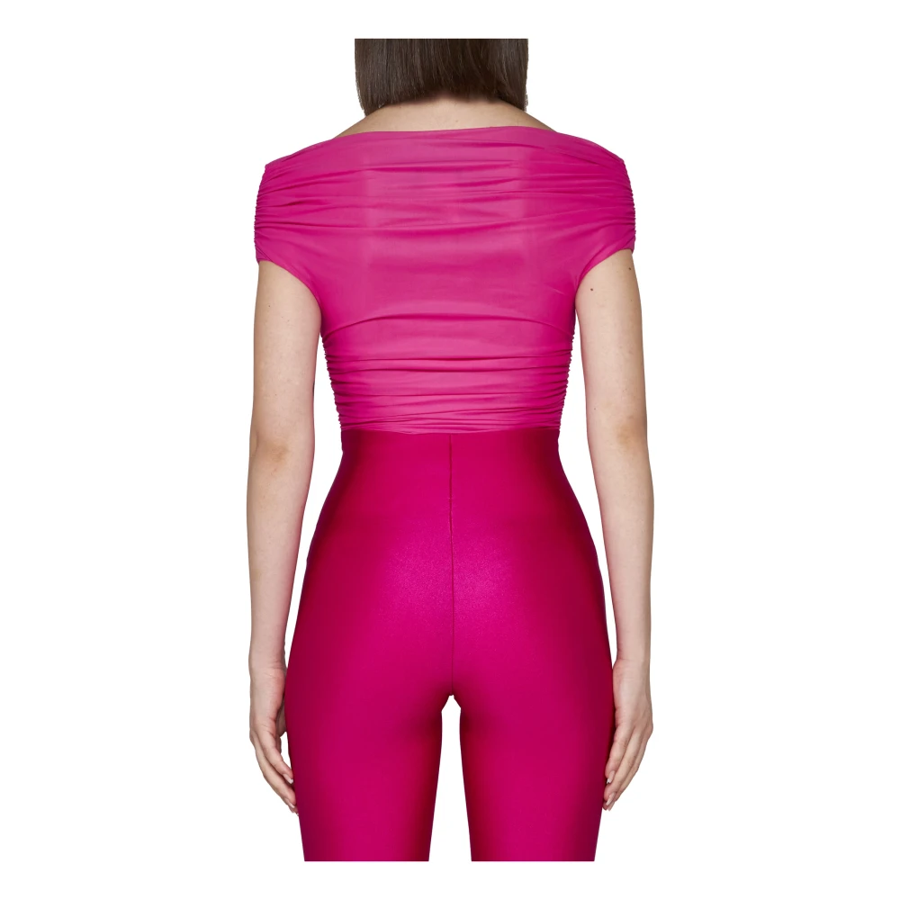 Andamane Fuchsia Off-Shoulder Gerimpelde Top Pink Dames