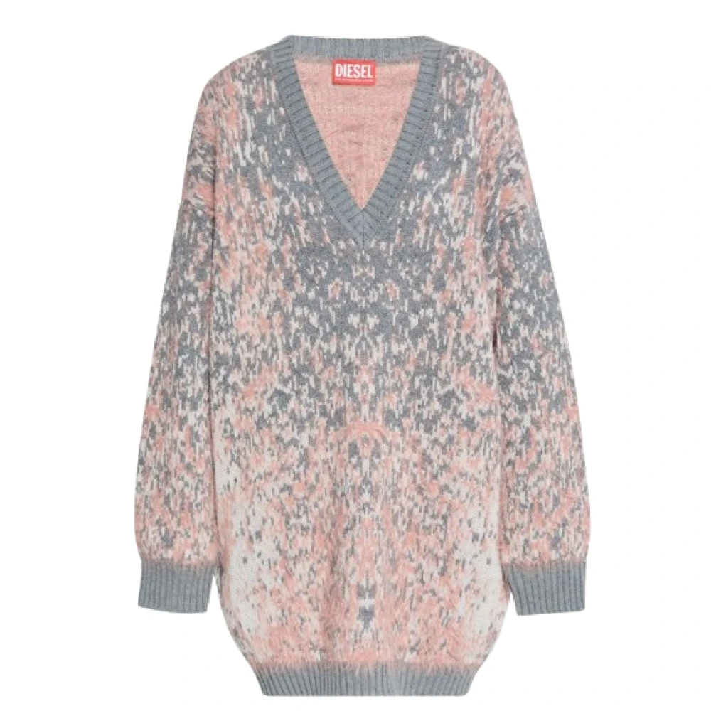 Diesel Rosario Gebreide Jurk V-Hals Stijl Multicolor Dames